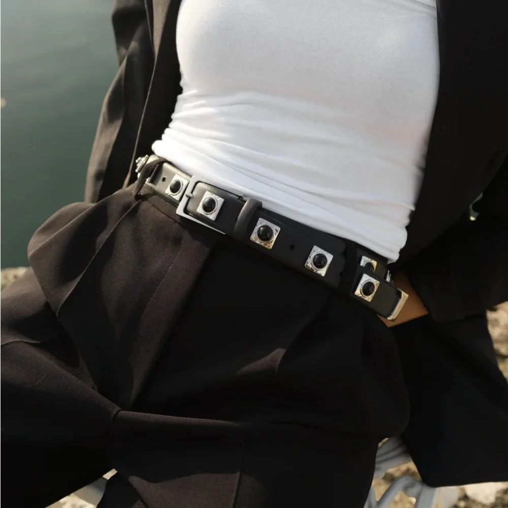 AUREUM Black and Silver Women's Belt - Picture 6 of 11
